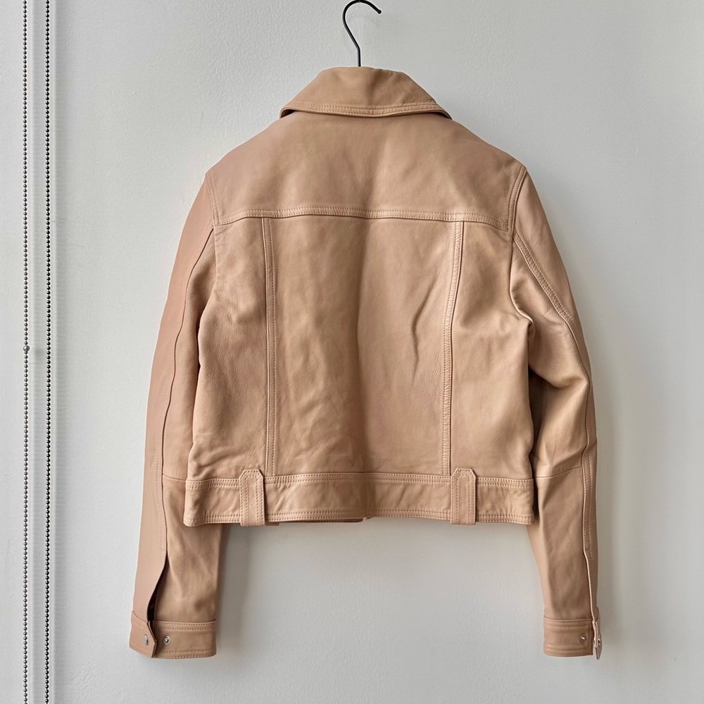 REISS Katia Leather Trucker Jacket - Picture 3 of 6